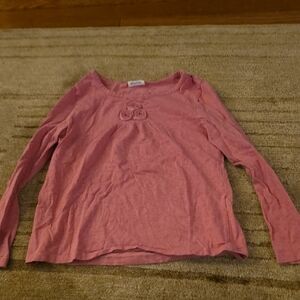 5/25 Mini Boden Long Sleeve Pink Tee with Embroidered Detail Size 7/8